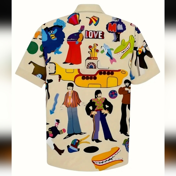 3/14$ Beatles Yellow Submarine Button Down Plus Size - Picture 2 of 4